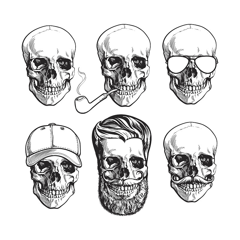 骨骼,太阳镜,络腮胡子,烟斗,人头骨,颌骨,摇滚乐,头骨,绘画插图