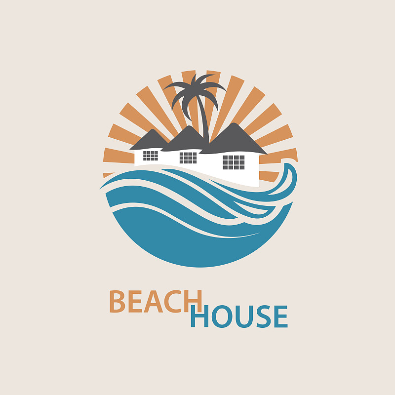 图标,海滩小屋,棕榈树,度假村,波浪,平房,热带气候,酒店游泳池,度假胜地