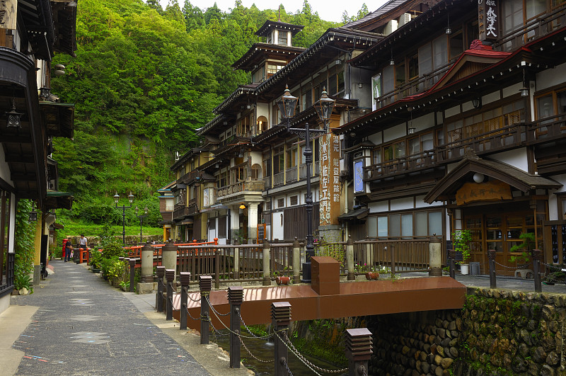 温泉,尾花泽,东北片区,山形县,日本,城镇景观,水平画幅,地形,无人,户外