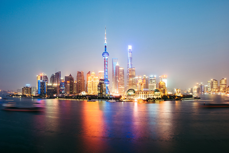 上海,夜晚,高视角,上海中心大厦,黄浦江,金茂大厦,上海环球金融中心,东方明珠塔,外滩,陆家嘴