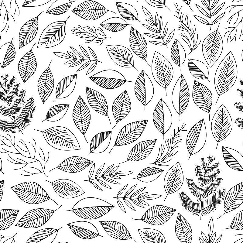 叶子,四方连续纹样,矢量,斯堪的纳维亚人,秋天,卷,华丽的,花纹,草图,漩涡形