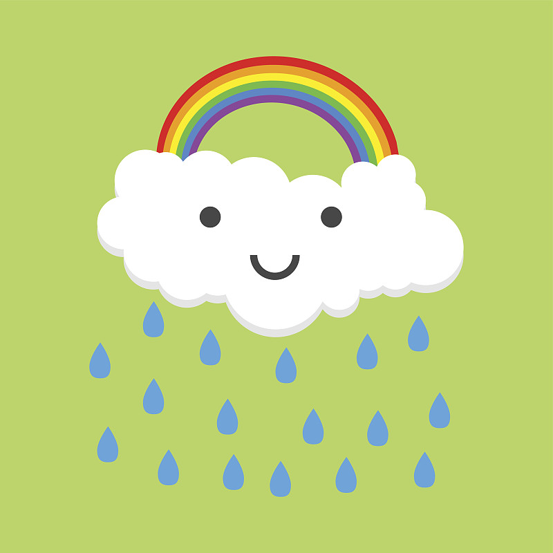 彩虹,雨,幸福,彩色图片,似人脸,光谱色,分离着色,表情符号,云,水