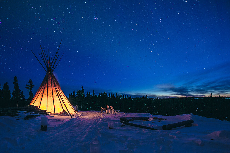 圆锥帐篷,在下面,极光,有边的,加拿大,湖岸,帐篷,北极光,甲板,奇幻狂想