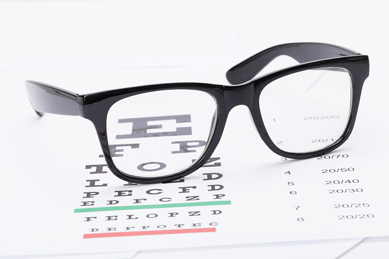 眼镜,视力,桌子,整齐的,互联网,视力表,视力测验,验光师,边框,水平画幅