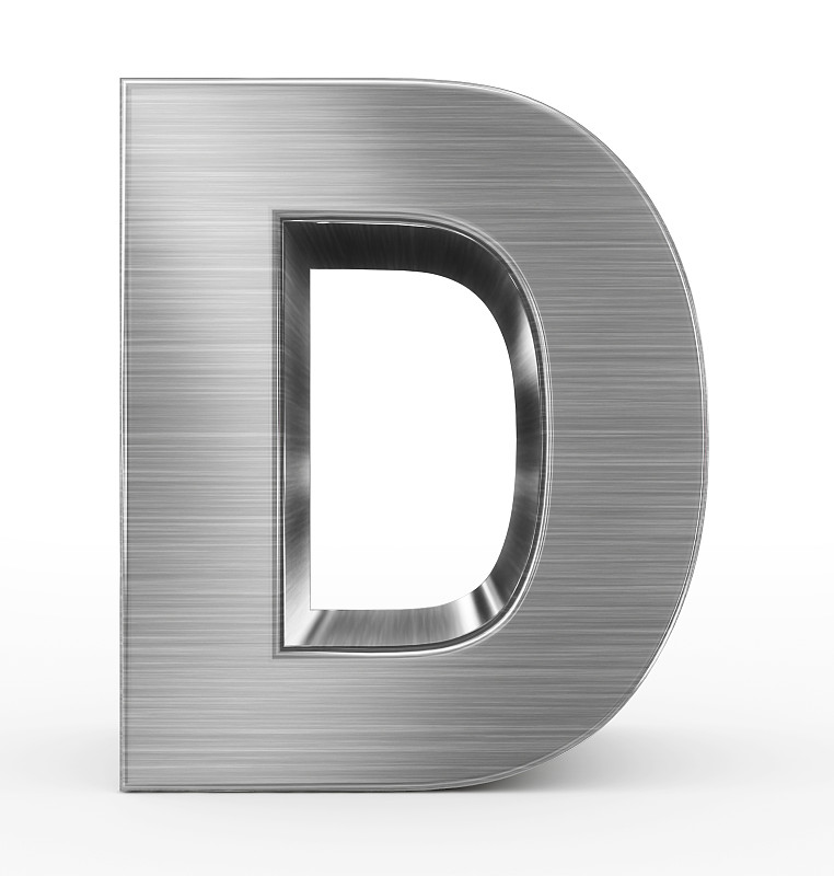 英文字母d,金属,三维图形,分离着色,白色,拉丝金属,金属质感,字体,铝,垂直画幅