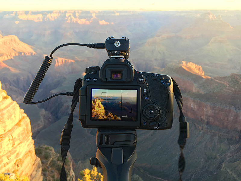 大峡谷,相机,扳机,三脚架,亚利桑那,岩层,西南方向,沙漠,电缆,天空