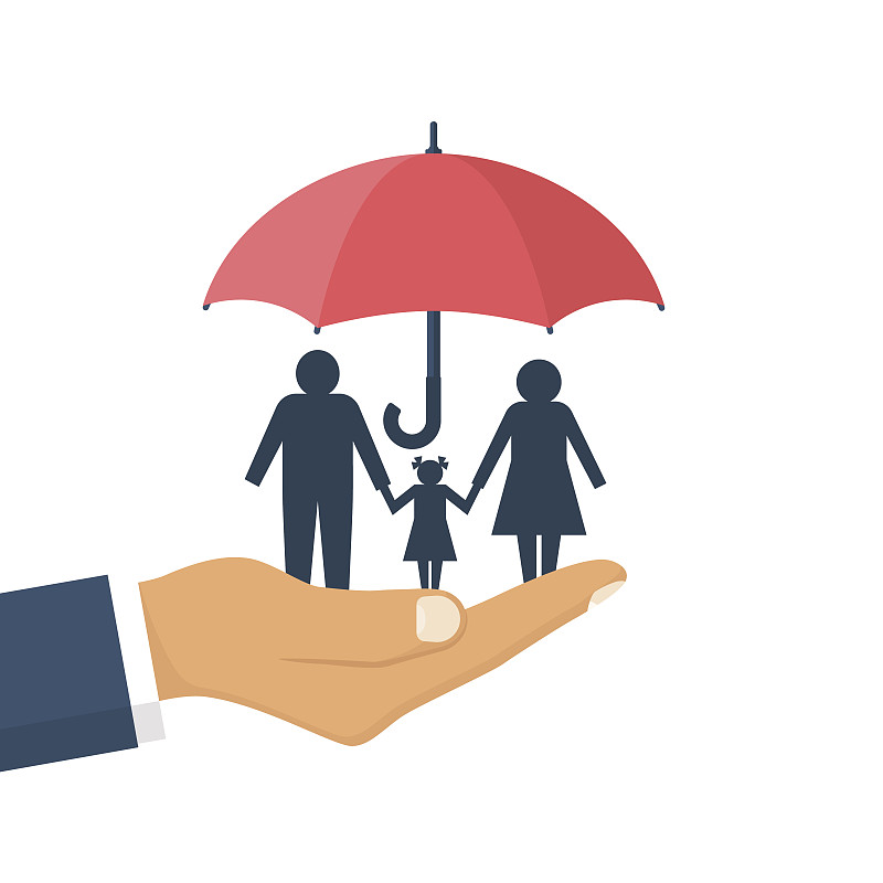 保险,概念,家庭,伞,安全的,小雕像,形状,保护,覆盖