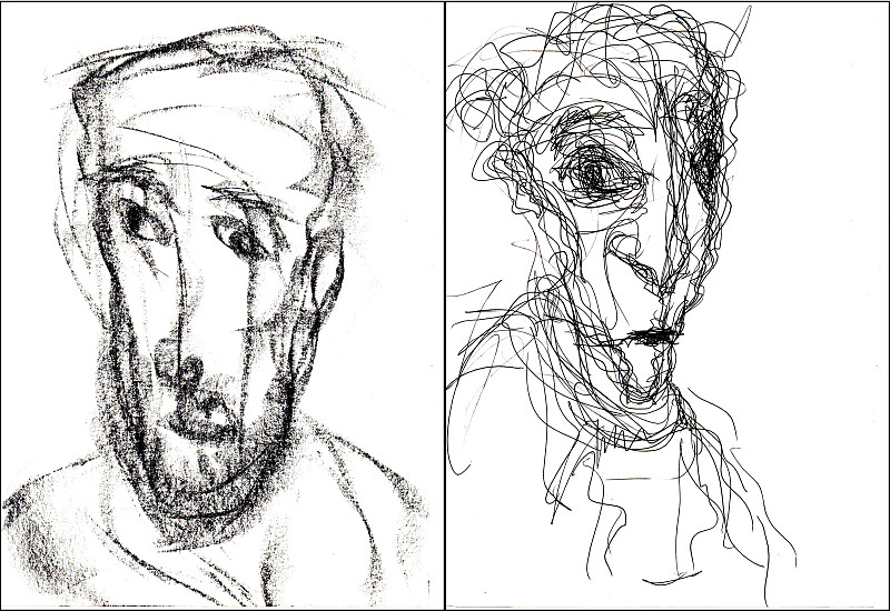 素描,墨水,平衡折角灯,钢笔画,水平画幅,人的脸部,绘画插图,肖像,黑色