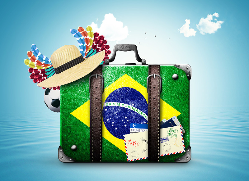 巴西,合成图像,里约热内卢,乘船游,南美,天空,水平画幅,建筑,手提箱