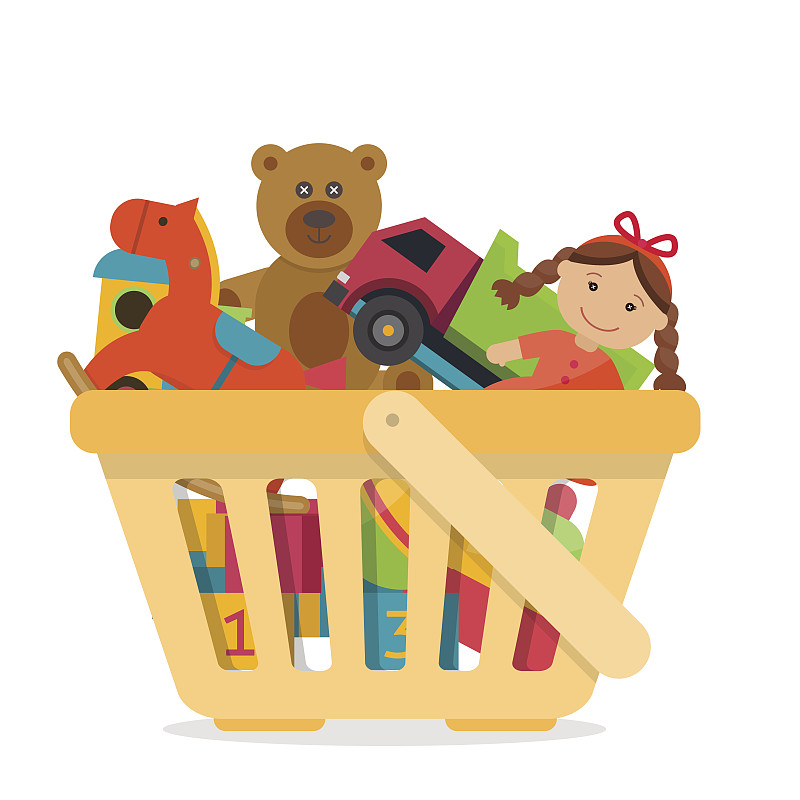 玩具,购物篮,篮子,泰迪熊,车站月台,女婴,铁轨轨道,休闲游戏,充满的