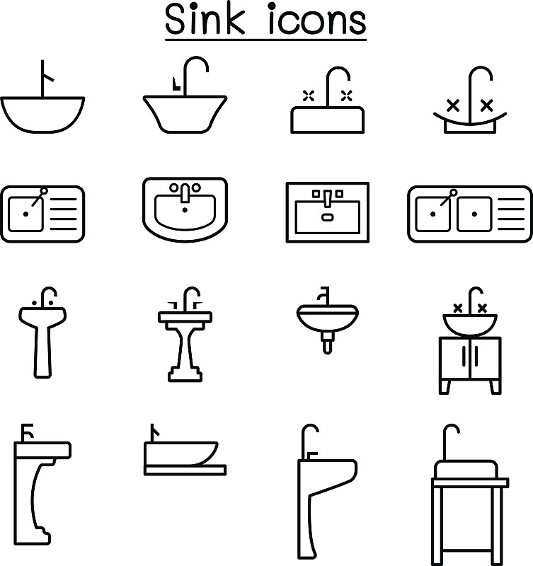 水槽,图标集,线条,高雅,水盆,底座,公共厕所,卫生棉,卫生间,水龙头
