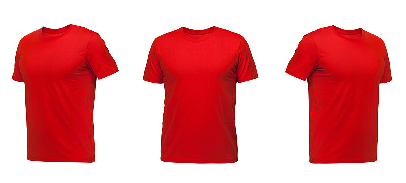 t恤,白色背景,分离着色,红色,乌兹别克斯坦,袖子,模板,三个物体,正面视角,水平画幅