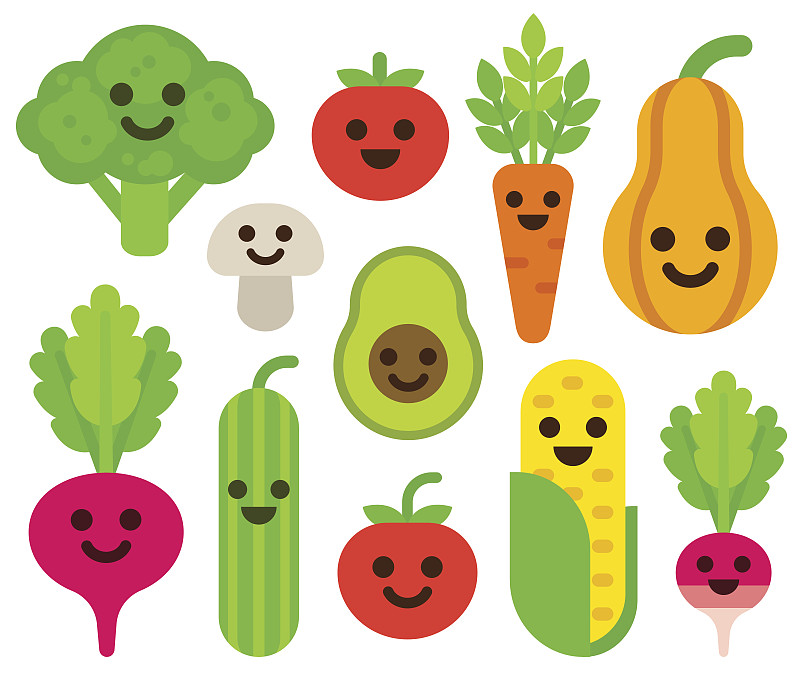 蔬菜,可爱的,可爱,甜菜,南瓜属,萝卜,西兰花,普通甜菜根,布置,微笑