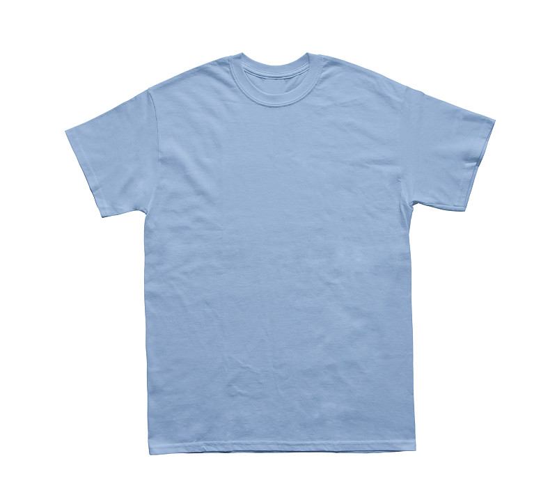浅蓝色,t恤,空白的,彩色图片,圆领口,短袖,衬衫,背景分离,纺织品,棉