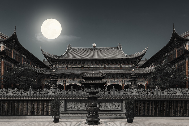 寺庙,香炉,耆那教,月光,布达拉宫,古董,远古的,深圳,广东省,外立面