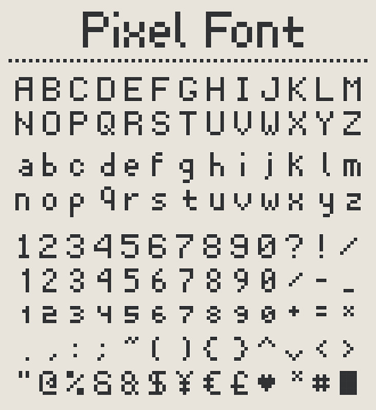 像素化,字体,数字,字母,文字,掌上电子游戏,1990年-1999年,计算机游戏,艺术,字母表次序