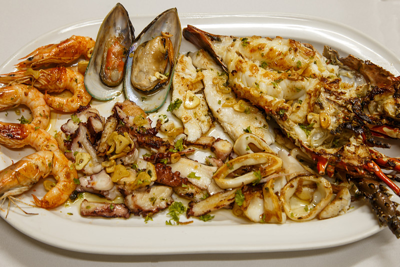海产,食品,美味,多样,大螯虾,章鱼,格子烤肉,扇贝,爪,明虾