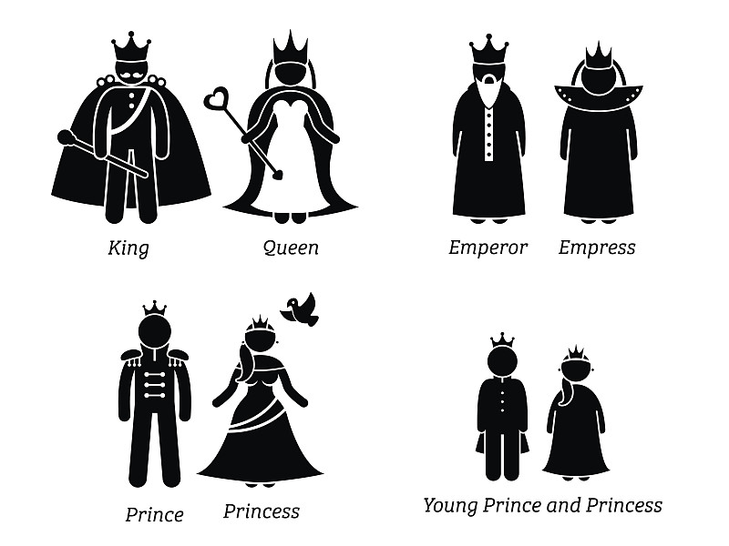 家庭,baron,皇后,王子,王座,女王,duke,文艺复兴,简笔人物画,远古的