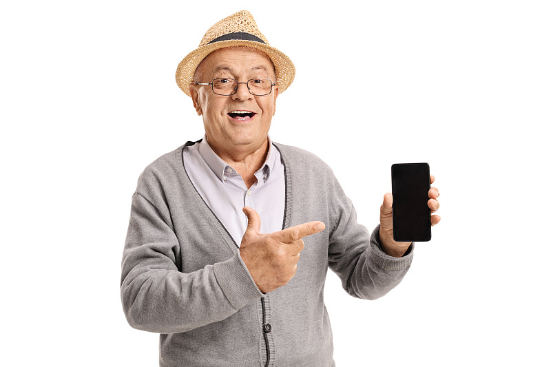 拿着,电话机,中老年男人,仅一个老年男人,手机,细胞,智能手机,设备屏幕,老年人,古老的