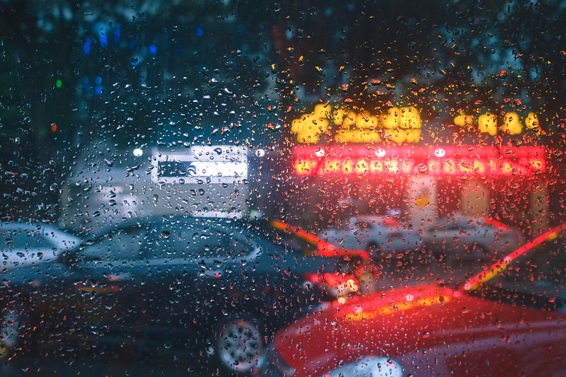 雨,湿,汽车,街道,玻璃杯,佛山,雨季,霓虹灯,灯,雨滴