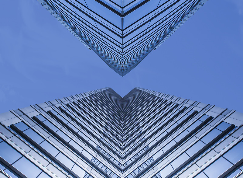 摩天大楼,正下方视角,消失点,建筑,角度,天空,外立面,水平画幅,无人,玻璃