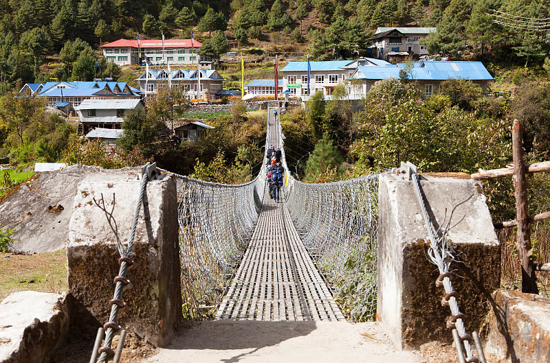吊桥,尼泊尔,绳子,nadi,脑桥,门房,夏尔巴人,十字图案,珠峰大本营,昆布地区