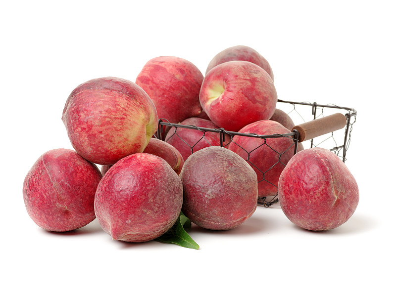 桃,清新,白色背景,分离着色,黑尔早期的桃子,油桃,水平画幅,无人,开胃品,生食