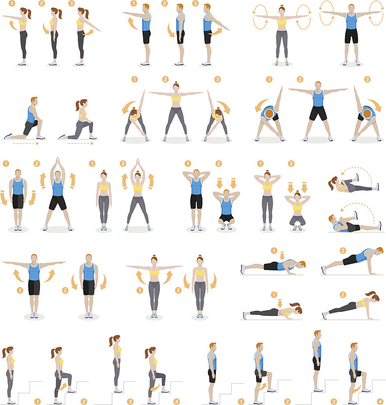 有氧运动法,松弛练习,运动,女人,男人,健美身材,健身垫,健身房