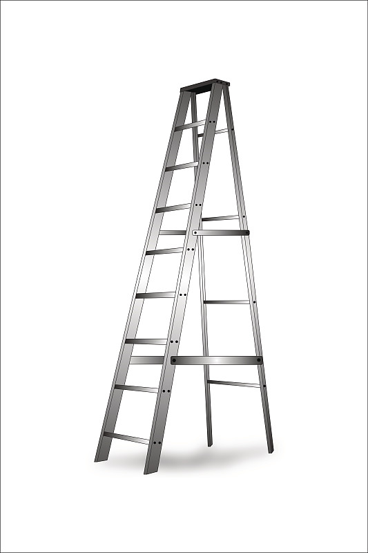 梯子,白色背景,钢铁,台阶楼梯,铝,技术员,人字梯,白色,金属,背景分离