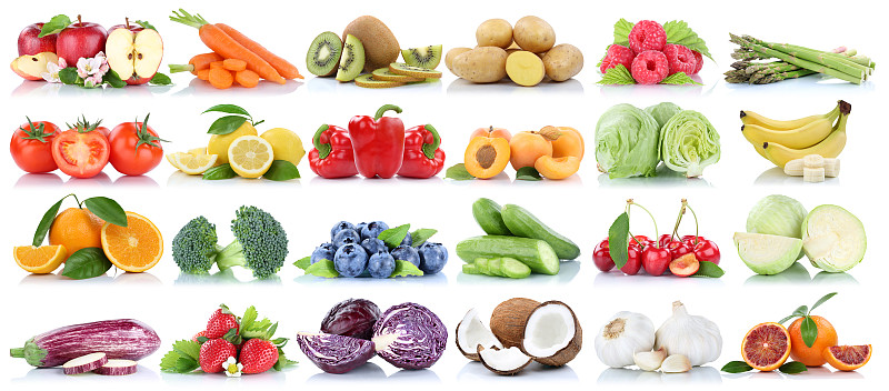水果,蔬菜,浆果,橙子,香蕉,苹果,清新,分离着色,灯笼椒,合成图像