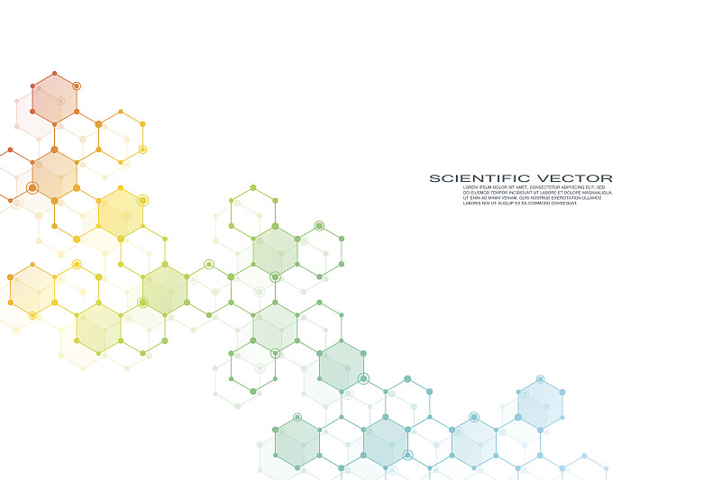 六边形,分子,脱氧核糖核酸,神经元,分子结构,矢量,绘画插图,顺序,纳米技术
