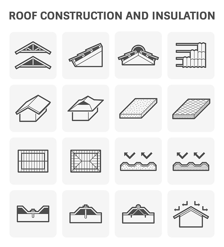 屋顶,建筑业,图标,阁楼,绝缘体,屋顶横梁,梁,屋面工,潮水坑,连栋房屋