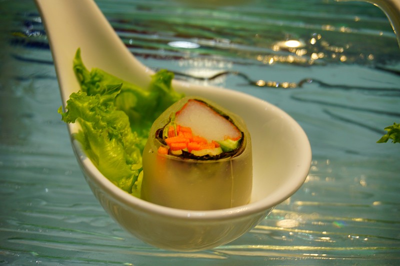 清新,夏天,美味,海鲜酱,春卷,中式外卖,米粉,糯米纸,细香葱,酱油