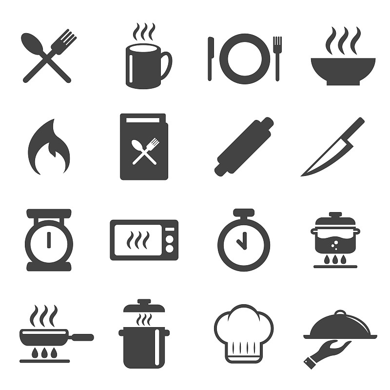 计算机图标,厨房,绘画插图,矢量,食品,概念,搅拌器,焖菜,厨师帽,定时器