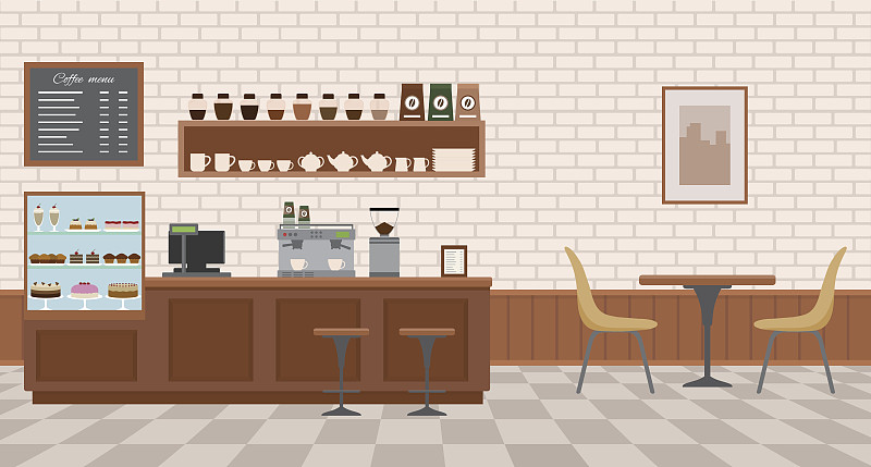 咖啡馆,无人,室内,浓咖啡,茶壶,卡布奇诺咖啡,磨坊,拿铁咖啡,吧台,椅子