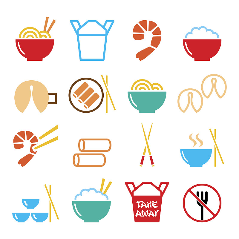 春卷,签语饼,中式外卖,意大利面,米,符号,食品,虾,自助餐,警告标识