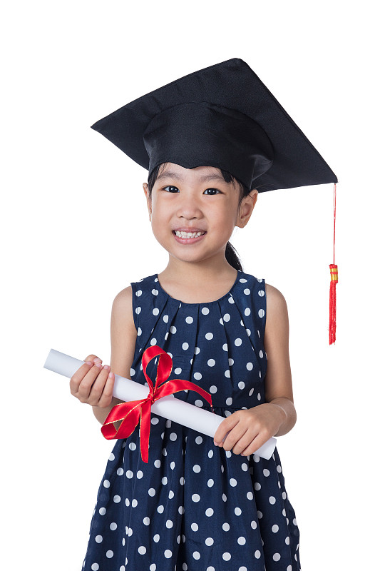 文凭,中国人,小的,拿着,女孩,学位帽,衣服,亚洲,小学,马来西亚