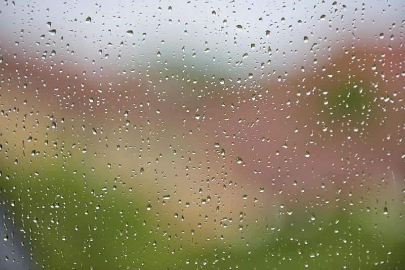 雨滴,窗户,花园路,透过其它物体观看,暴雨,雷雨,丹麦,乌云,水,留白