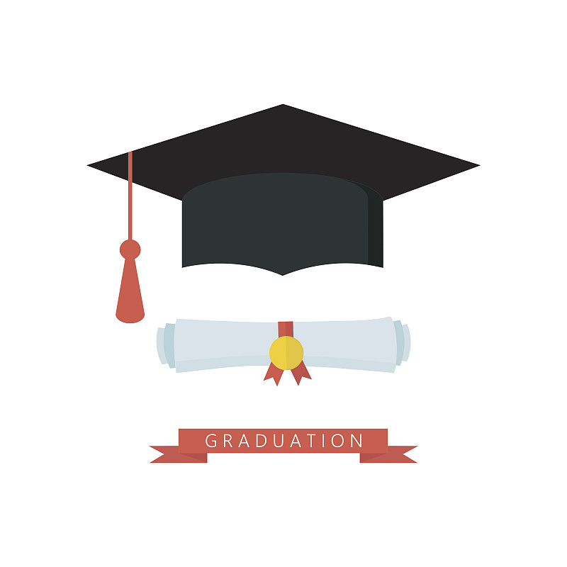 文凭,卷,图标,学位帽,扁平化设计,纽约市立大学,校友,穗,18岁到19岁,典礼