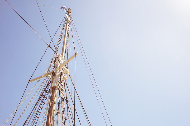 桅,天空,蓝色,船,太阳,白昼,大特写,桨叉架船,维京船,有帆船