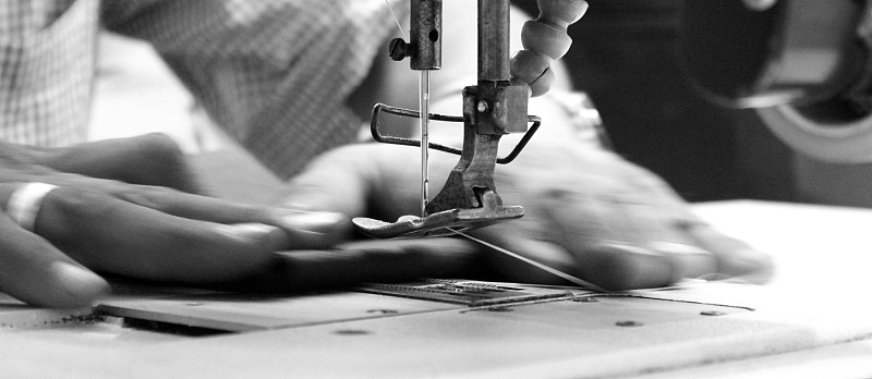 缝纫机,裁缝,手,穿入,线,机器,工厂,黑白图片,单色调,针