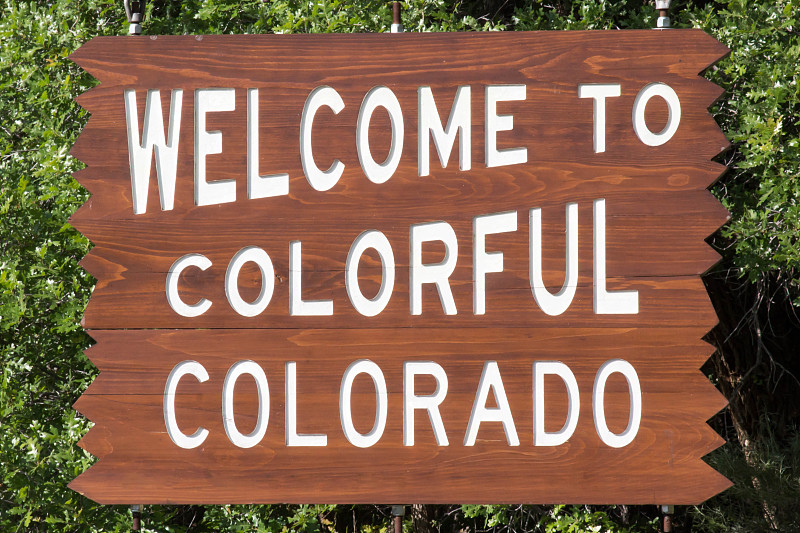 欢迎标志,科罗拉多州,叶子,绿色,标志,多色的,与众不同,褐色,水平画幅,无人