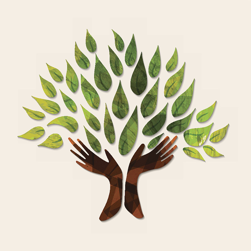 绘画插图,自然,绿色,手,人,全球变暖,利他主义,慈善救济,社区,环境保护