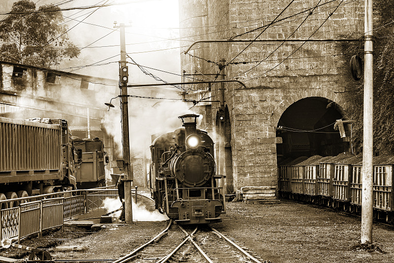 机车,蒸汽,狭窄的,量表,19世纪,铁路运输,蒸汽机车,车站月台,火车站,古代