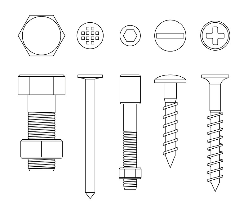 螺丝,螺钉,固定齿轮,铆钉,螺母,工具箱,钉子,水平画幅,形状,建筑设备