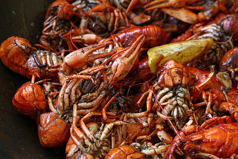 螯虾,特写,红色,餐盘,切片食物,龙虾派对,煎锅,蒸菜,色彩饱和,煮食