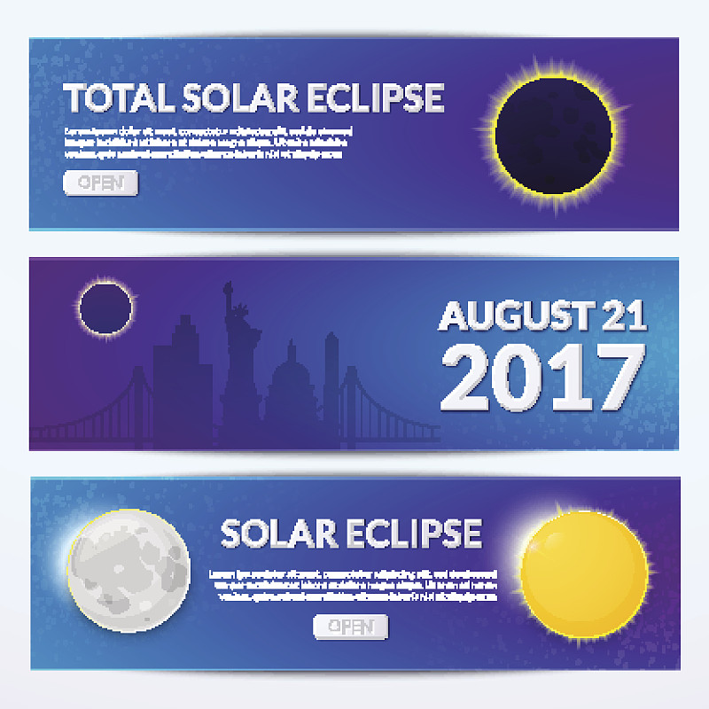 绘画插图,矢量,日食,日月食,八月,2017年,日冕,充满的,天空