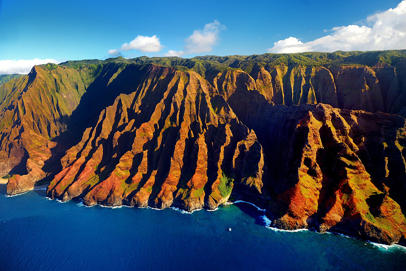考艾岛,航拍视角,自然美,非凡的,纳柏里海岸,太平洋海岸山脉,纳帕里海岸州立公园,海马,直升机,夏威夷