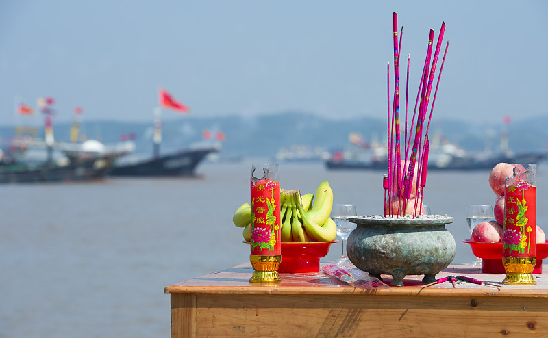 渔业,典礼,中国,开端,看,传统节日,桌子,渔船,芳香疗法,蜡烛