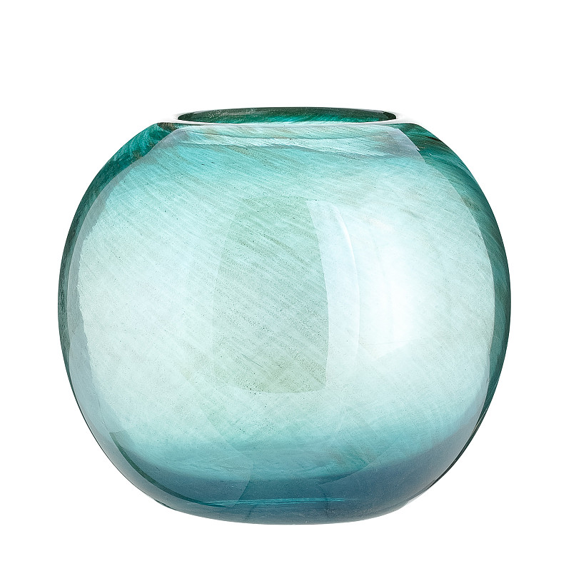 花瓶,玻璃,蓝色,白色背景,水晶玻璃器皿,高大的,仅一朵花,水,留白,无人